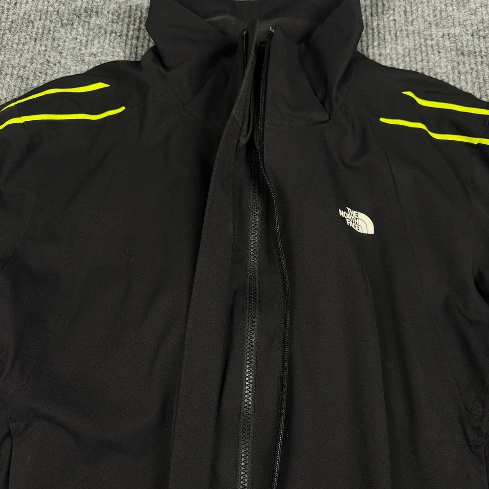 The North Face Jacket Mens L Black Ski Snowboard Shell Hooded Neon HyVent